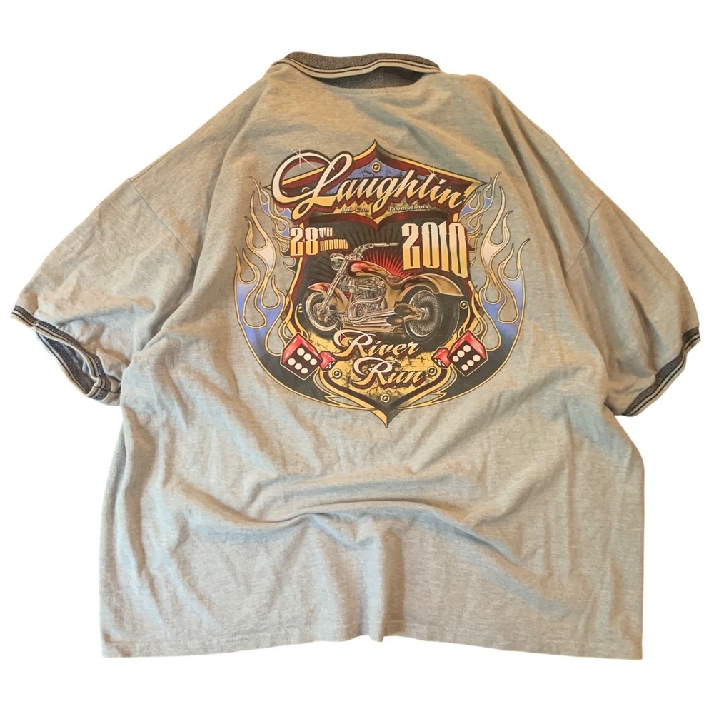 2010 Laughlin River Run 28th Annual Motorcycle gray 2XL Polo Shirt